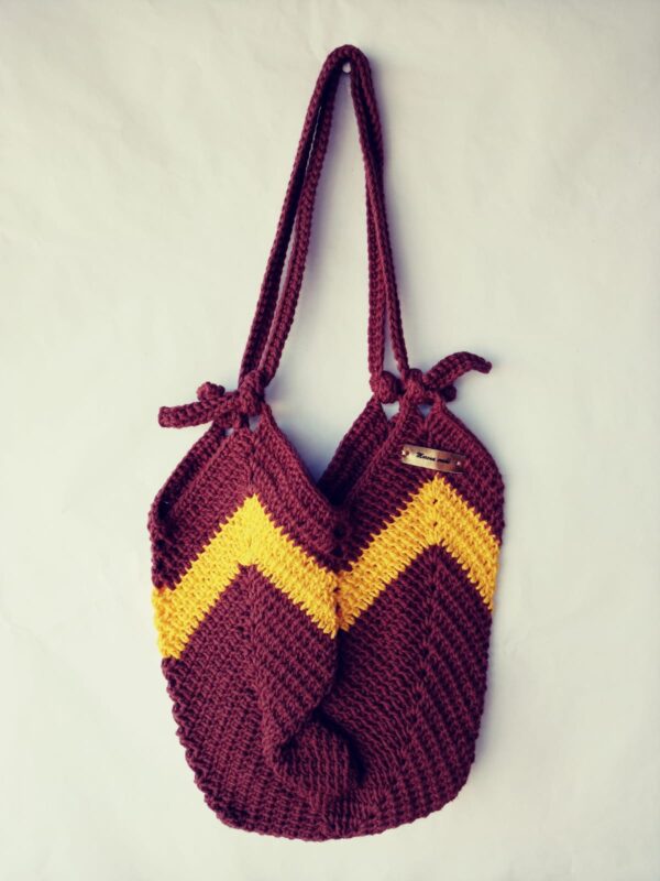 Bolsa de Crochê Duo Marrom Com Amarelo